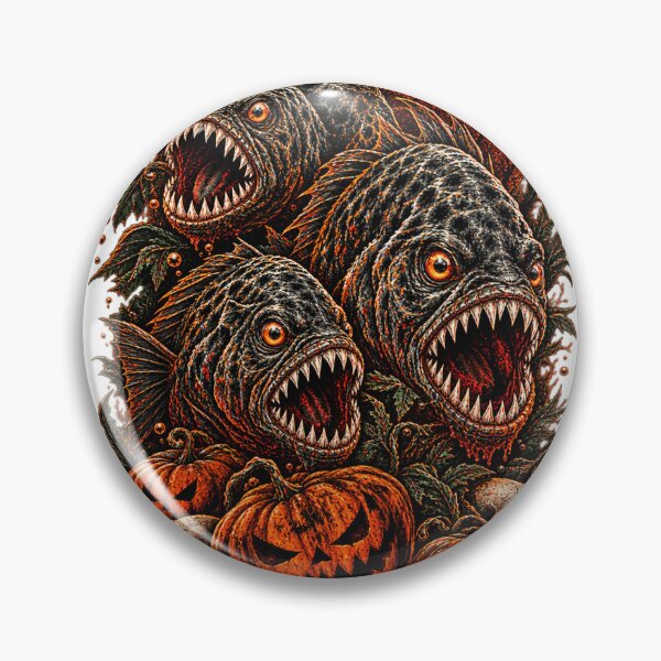 Item preview, Spooky Halloween Piranha – Pumpkin Horror Fish Monster T-Shirt  designed and sold by cabevo.