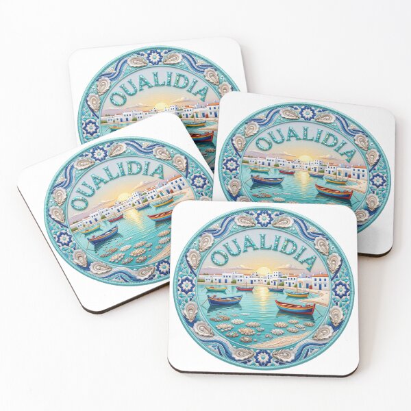 Item preview, Oualidia Morocco Atlantic Lagoon Fishing Village Oyster Boats Embroidered Patch Sticker designed and sold by Imaginarium of Chaos falcon88 .