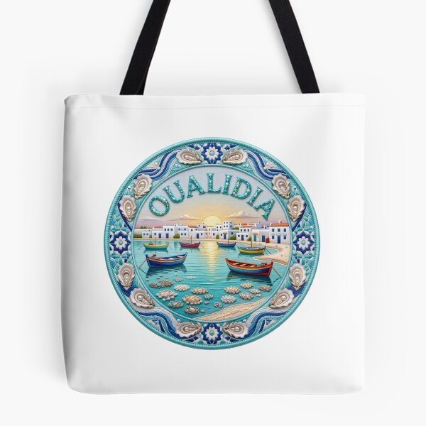 Item preview, Oualidia Morocco Atlantic Lagoon Fishing Village Oyster Boats Embroidered Patch Sticker designed and sold by Imaginarium of Chaos falcon88 .