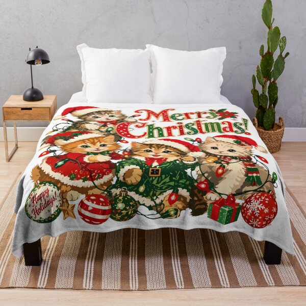 Item preview, Merry Christmas Kittens – Vintage Holiday Cats designed and sold by printmala.