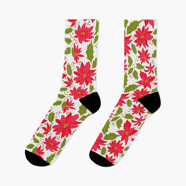 Item preview, Winter Red Poinsettias Chic Floral Pattern With Leaves designed and sold by DEC02.