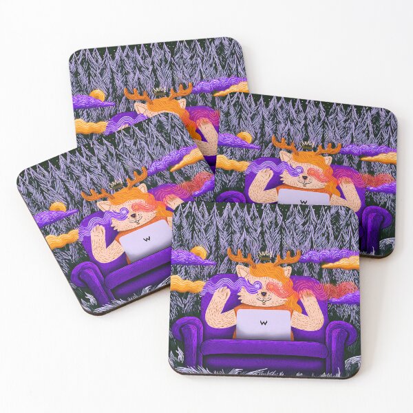 Item preview, Mystical Deer Creature Laptop Forest Surreal Art designed and sold by Lunat1kk.