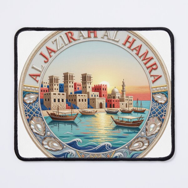 Item preview, Jazirah Al Hamra UAE Pearl Diving Coastal Village Dhow Embroidered Patch Sticker designed and sold by Imaginarium of Chaos falcon88 .