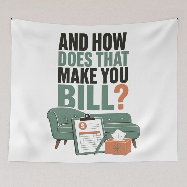 Item preview, Title: Funny Therapist Pun – And How Does That Make You Bill? | Psychology and Counsellor Humour designed and sold by PunAtWork.
