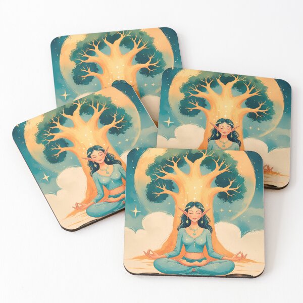 Item preview, Elf meditating, watercolor style designed and sold by ELFofDREAMS.