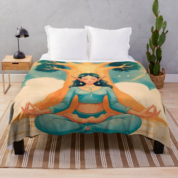 Item preview, Elf meditating, watercolor style designed and sold by ELFofDREAMS.