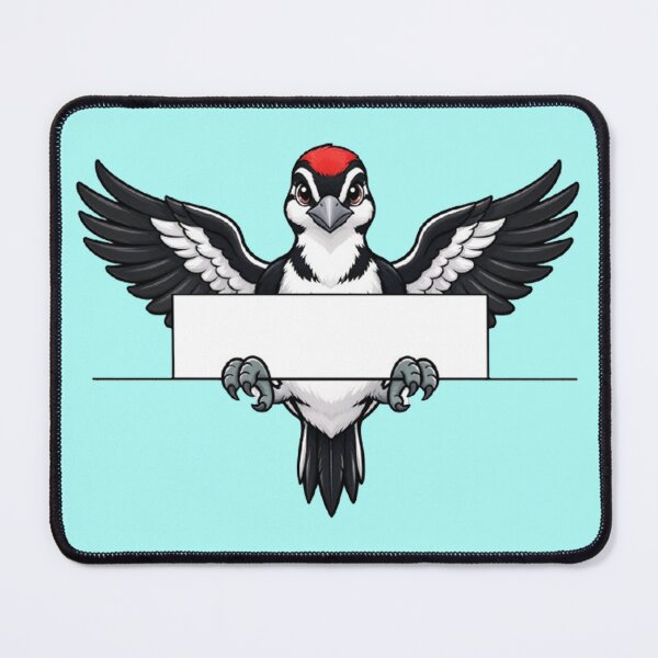 Item preview, Cute Woodpecker Holding a Blank Banner Custom Text Space designed and sold by PetalsPaws.