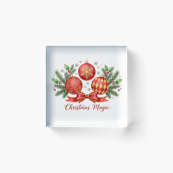 Item preview, Christmas Magic .Red and Gold Christmas Ornaments Watercolor designed and sold by Deepsleepstudio.