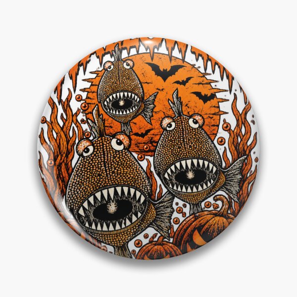 Item preview, Spooky Halloween Piranha – Pumpkin Horror Fish Monster T-Shirt  designed and sold by cabevo.