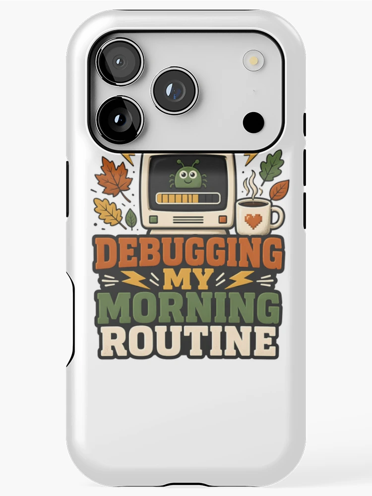Thumbnail 1 of 4, iPhone Case, Debugging My Morning Routine – Informatics Nurse Coffee & Tech Humor designed and sold by CuteDesignables.
