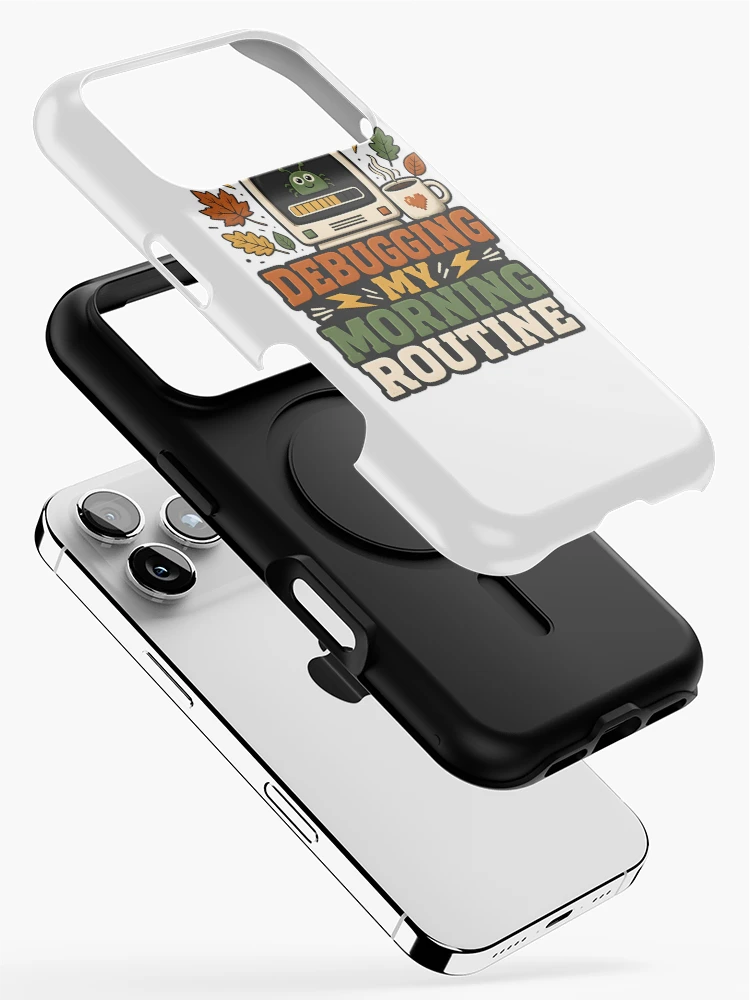 Thumbnail 2 of 4, iPhone Case, Debugging My Morning Routine – Informatics Nurse Coffee & Tech Humor designed and sold by CuteDesignables.