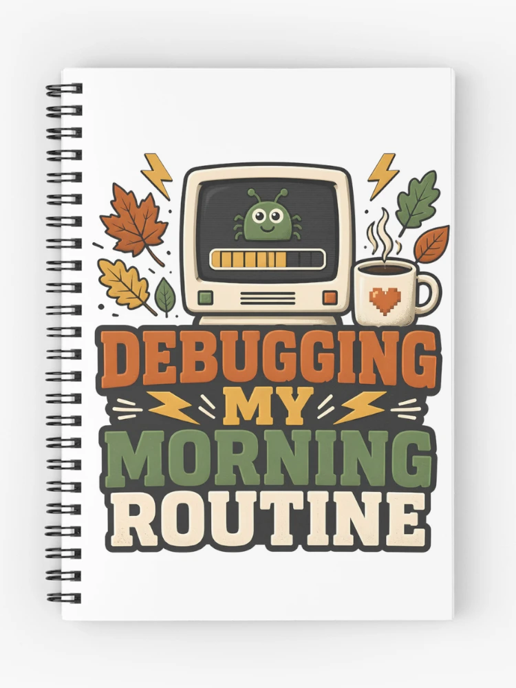Thumbnail 1 of 3, Journal, Debugging My Morning Routine – Informatics Nurse Coffee & Tech Humor designed and sold by CuteDesignables.