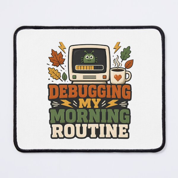 Item preview, Debugging My Morning Routine – Informatics Nurse Coffee & Tech Humor designed and sold by CuteDesignables.