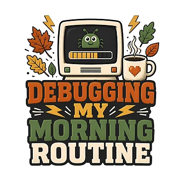 Artwork thumbnail, Debugging My Morning Routine – Informatics Nurse Coffee & Tech Humor by CuteDesignables