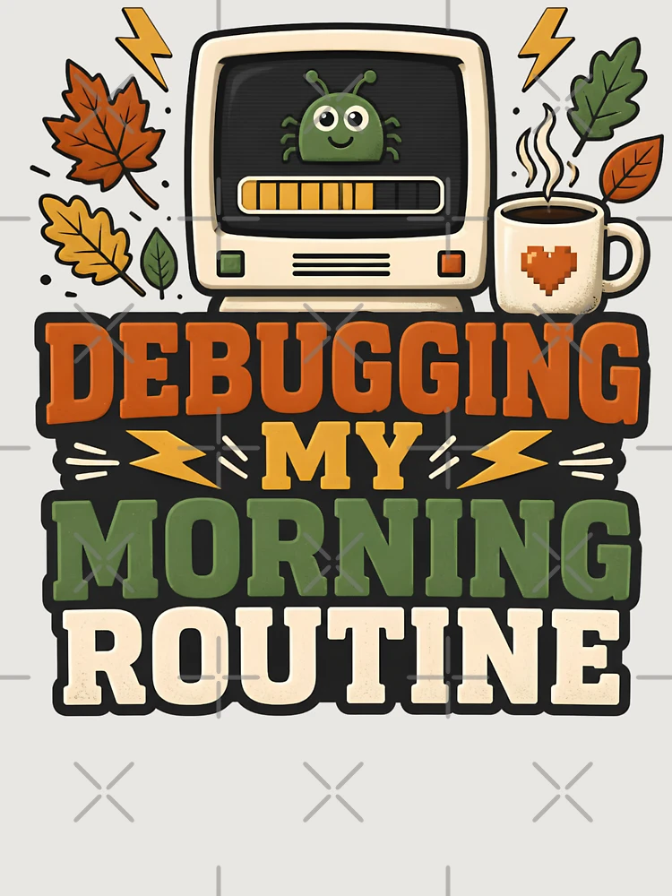 Thumbnail 6 of 6, Premium Oversized Sweatshirt, Debugging My Morning Routine – Informatics Nurse Coffee & Tech Humor designed and sold by CuteDesignables.