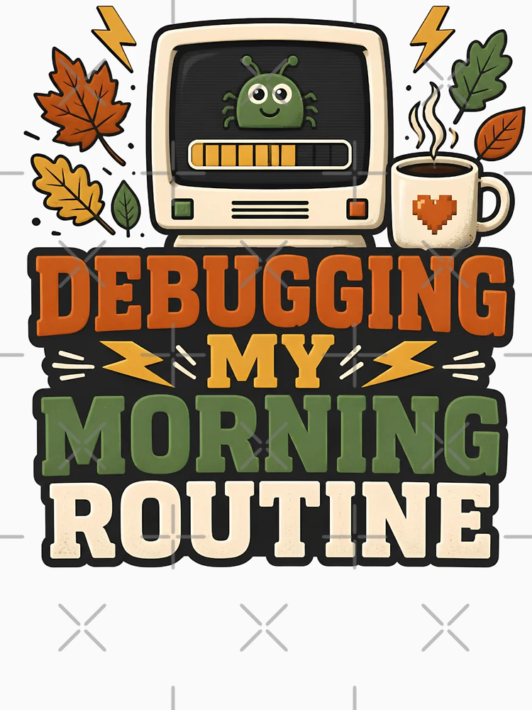 Thumbnail 6 of 6, Pullover Hoodie, Debugging My Morning Routine – Informatics Nurse Coffee & Tech Humor designed and sold by CuteDesignables.