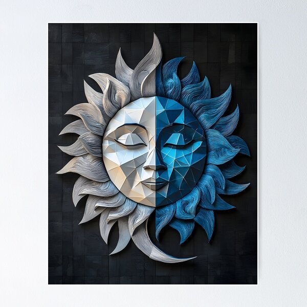 Item preview, Celestial Sun Face, 3d Render, Cool Sapphire designed and sold by Checho30.