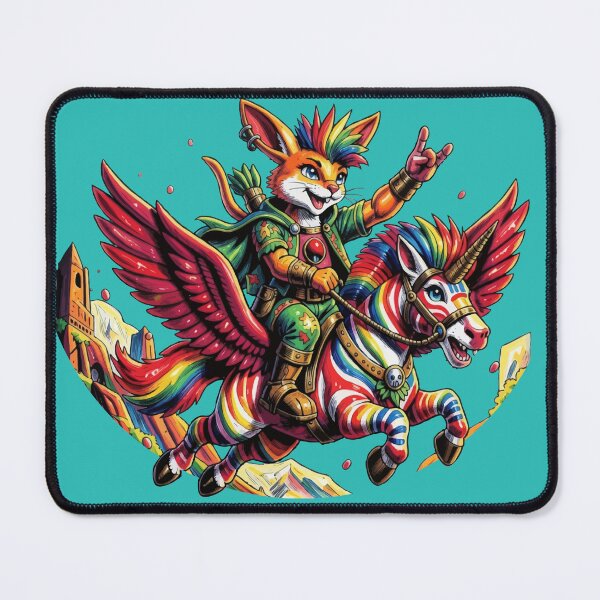 Item preview, Punk Hare Wood Elf on Rainbow Winged Zebra Unicorn designed and sold by vivendulies.