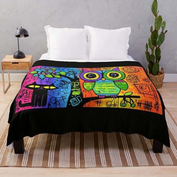 Item preview, Celebrate Halloween with a Bold Abstract Owl and Black Cat in Vibrant Colors and Geometric Patterns designed and sold by OlfactoART Studio.