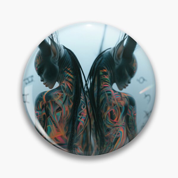 Item preview, Gemini Zodiac Twins – Psychedelic Dark Fantasy Alien Art designed and sold by Audra-studio.