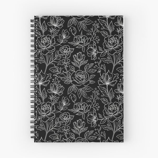 Item preview, Elegant White Floral Line Pattern On Black designed and sold by Owcomm.