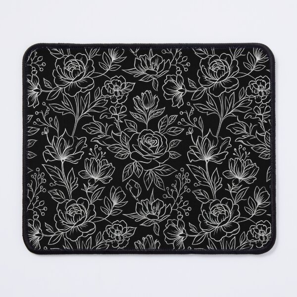 Item preview, Elegant White Floral Line Pattern On Black designed and sold by Owcomm.