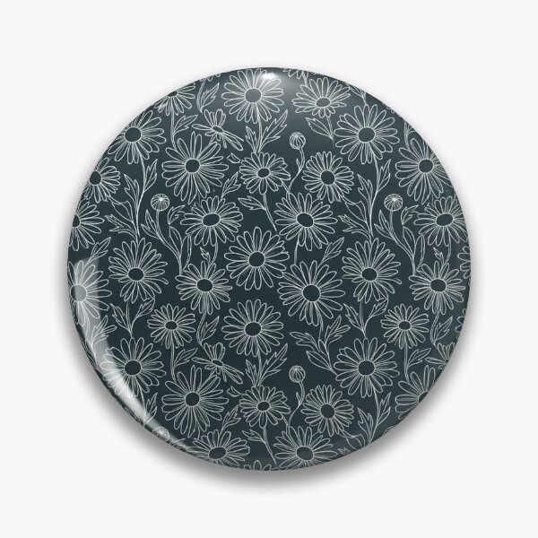 Item preview, White Daisy Floral Outline Dark Pattern    designed and sold by Owcomm.
