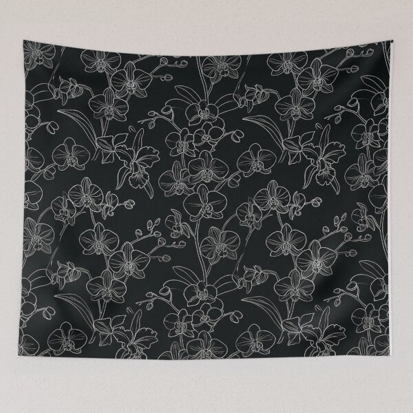 Item preview, Elegant Line Art Orchid Flower Seamless Pattern designed and sold by Owcomm.