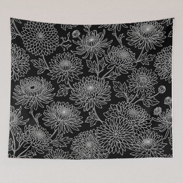 Item preview, Elegant Black and White Chrysanthemum Floral Pattern designed and sold by Owcomm.