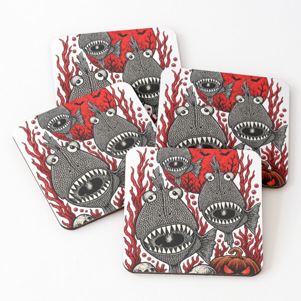 Item preview, Spooky Halloween Red Piranha – Pumpkin Horror Fish Monster T-Shirt  designed and sold by cabevo.