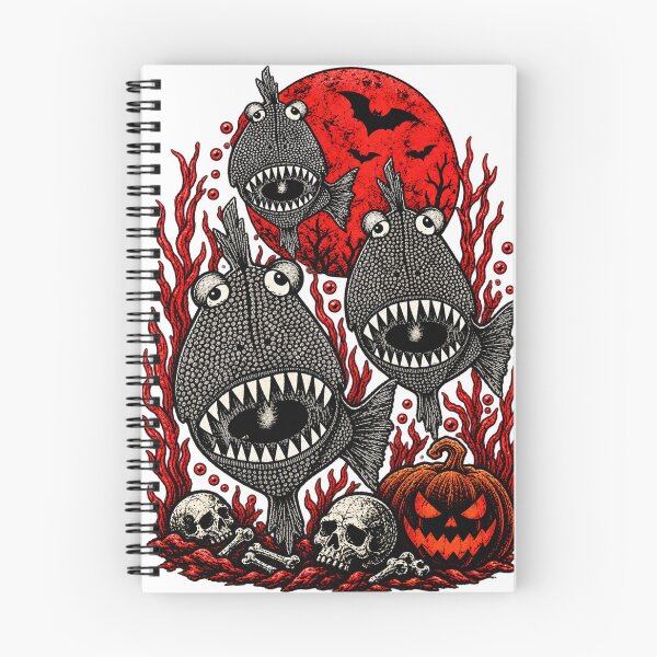 Item preview, Spooky Halloween Red Piranha – Pumpkin Horror Fish Monster T-Shirt  designed and sold by cabevo.