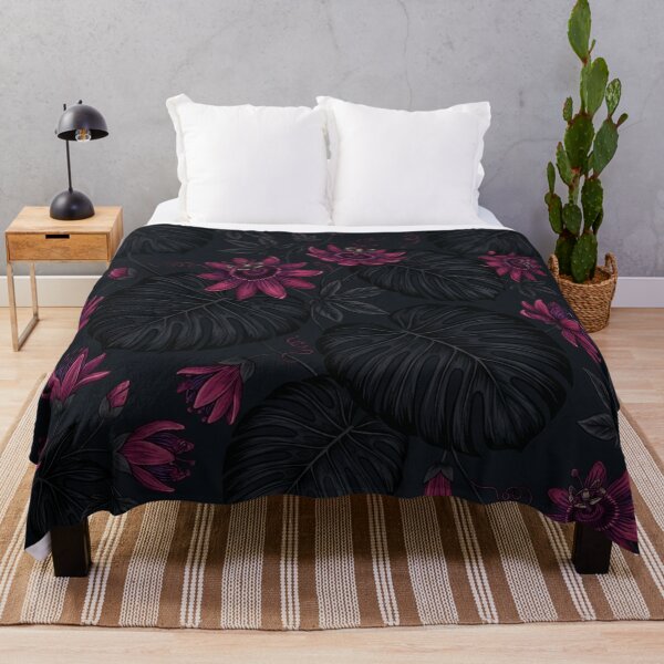 Item preview, Dark Tropical Passion Flower Monstera Pattern designed and sold by Owcomm.