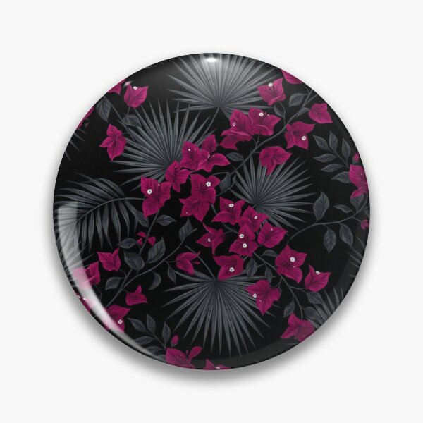 Item preview, Tropical Magenta Bougainvillea Dark Palm Leaves Pattern designed and sold by Owcomm.