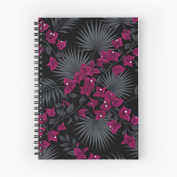 Item preview, Tropical Magenta Bougainvillea Dark Palm Leaves Pattern designed and sold by Owcomm.