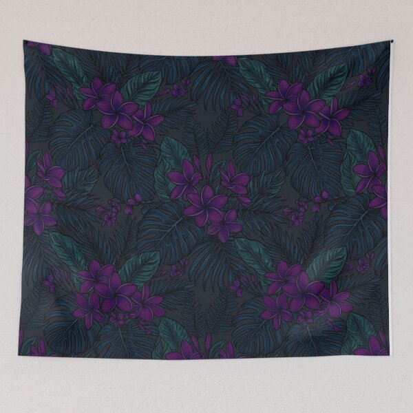 Item preview, Dark Tropical Frangipani Purple Floral Pattern designed and sold by Owcomm.