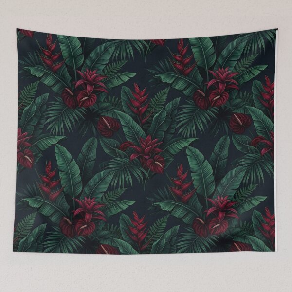 Item preview, Moody Dark Tropical Botanical Leaf Pattern designed and sold by Owcomm.