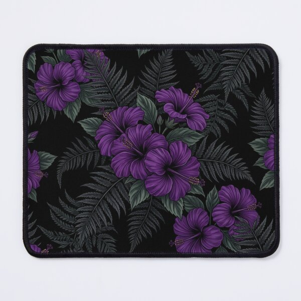 Item preview, Dark Purple Hibiscus Fern Floral Pattern designed and sold by Owcomm.