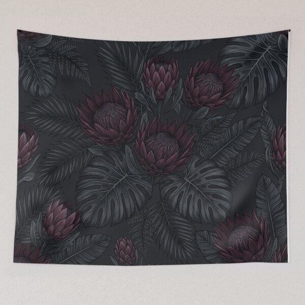 Item preview, Dark Mood Protea Flowers Floral Pattern    designed and sold by Owcomm.