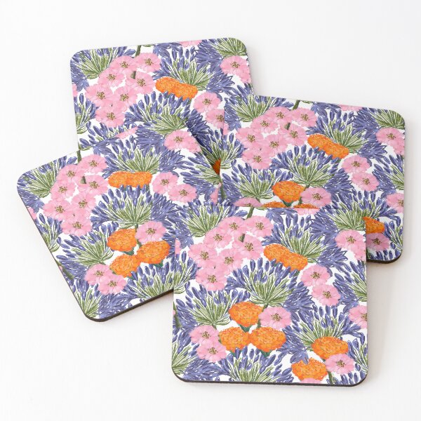 Item preview, Violet marigold and pink ranunculus buttercups designed and sold by Navitaloves.