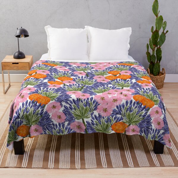 Item preview, Violet marigold and pink ranunculus buttercups designed and sold by Navitaloves.