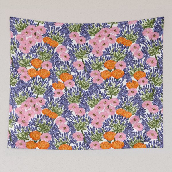 Item preview, Violet marigold and pink ranunculus buttercups designed and sold by Navitaloves.