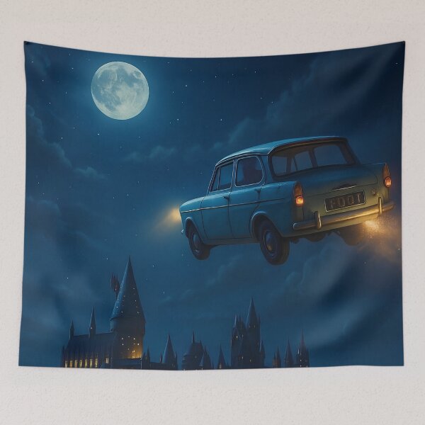 Item preview, The Flying Car Over Hogwarts designed and sold by NF Designs Studio DTF.