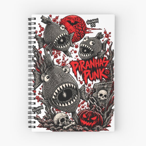 Item preview, Spooky Halloween Red Piranha Punk – Pumpkin Horror Fish Monster T-Shirt  designed and sold by cabevo.