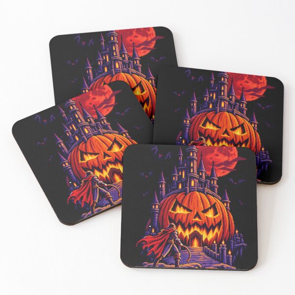 Item preview, Haunted Pumpkin Castle – Retro Pixel Art Halloween Vampire Hunter designed and sold by DogLord.