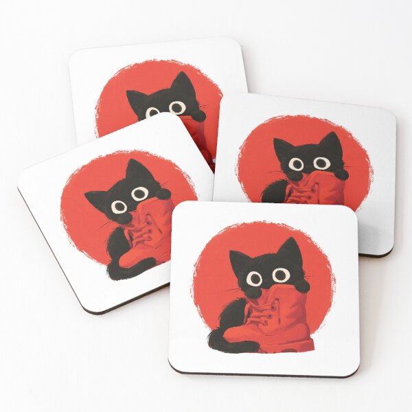 Item preview, Black Cat in RedBoot – red fashion Goth Sticker designed and sold by Audra-studio.