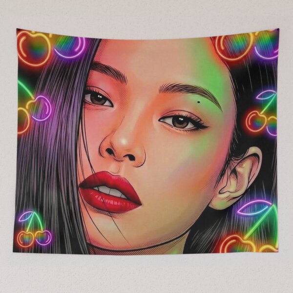 Item preview, BP J Cherry Pride Singer Actress Thai GL LGBTQ+ Cartoon Decor Comic Wall Art Print Poster Shirt Clock Blanket KDrama designed and sold by Mind Space.