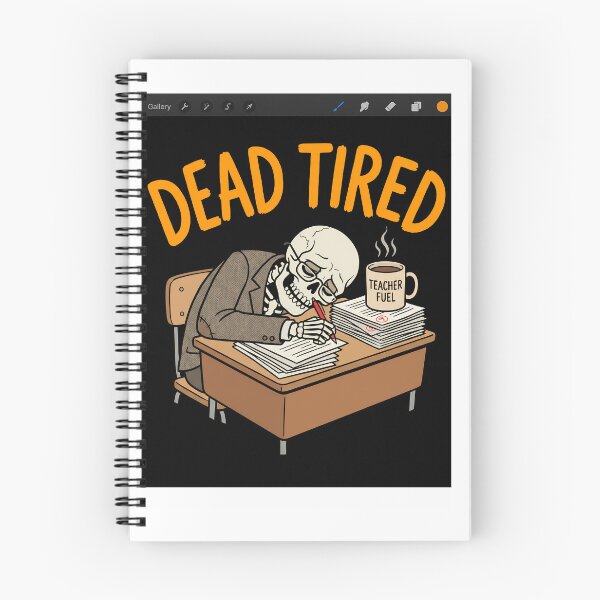 Item preview, Dead Tired Teacher Skeleton Grading Papers - Funny Halloween Teacher Gift designed and sold by YaassDesign.