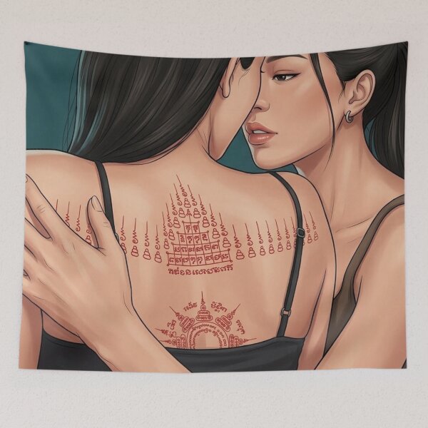 Item preview, BinOon Peem Bulan Meaning Actress Thai GL LGBTQ+ Cartoon Decor Comic Wall Art Print Poster Shirt Clock Blanket KDrama designed and sold by Mind Space.