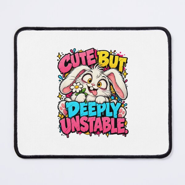 Item preview, Cute But Deeply Unstable – Funny Crazy Bunny Cartoon, Dark Humour designed and sold by BendyZebra09.