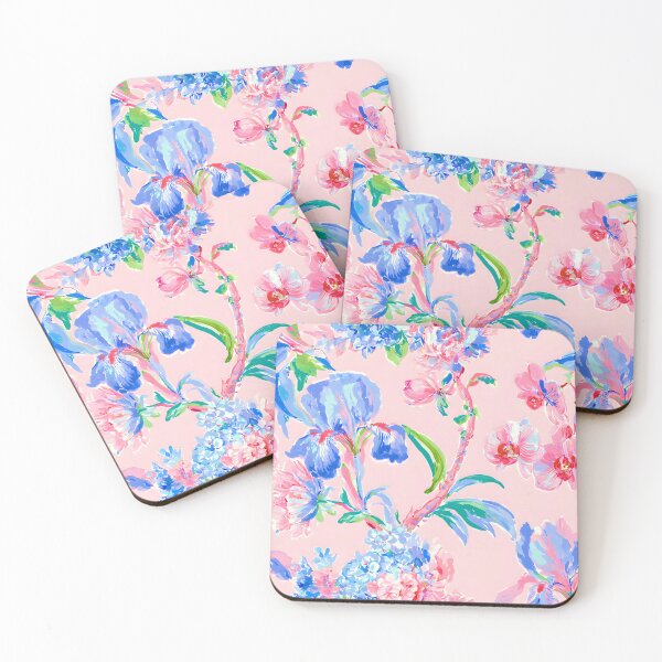 Item preview, Irises, Orchids, hydrangeas and peonies on blush pink designed and sold by SophieClimaArt.